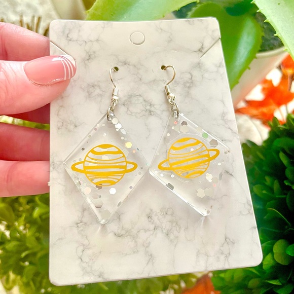 Planet Acrylic Dangle Earrings - Picture 3 of 6